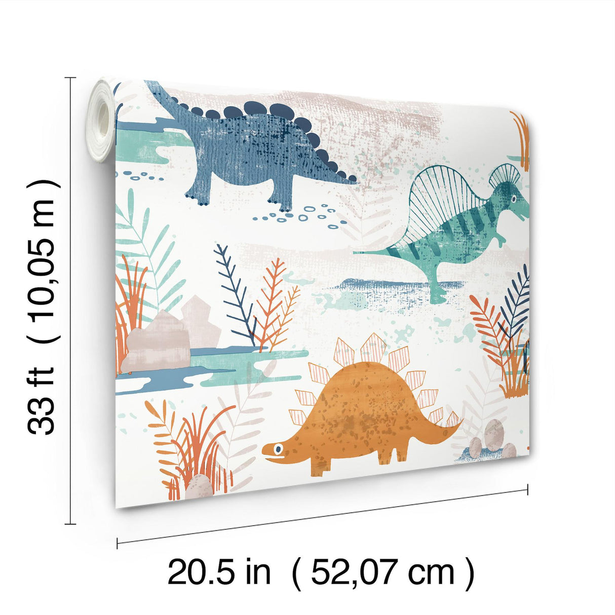 Advantage Prehistoric Dino Orange Whimsical Wallpaper