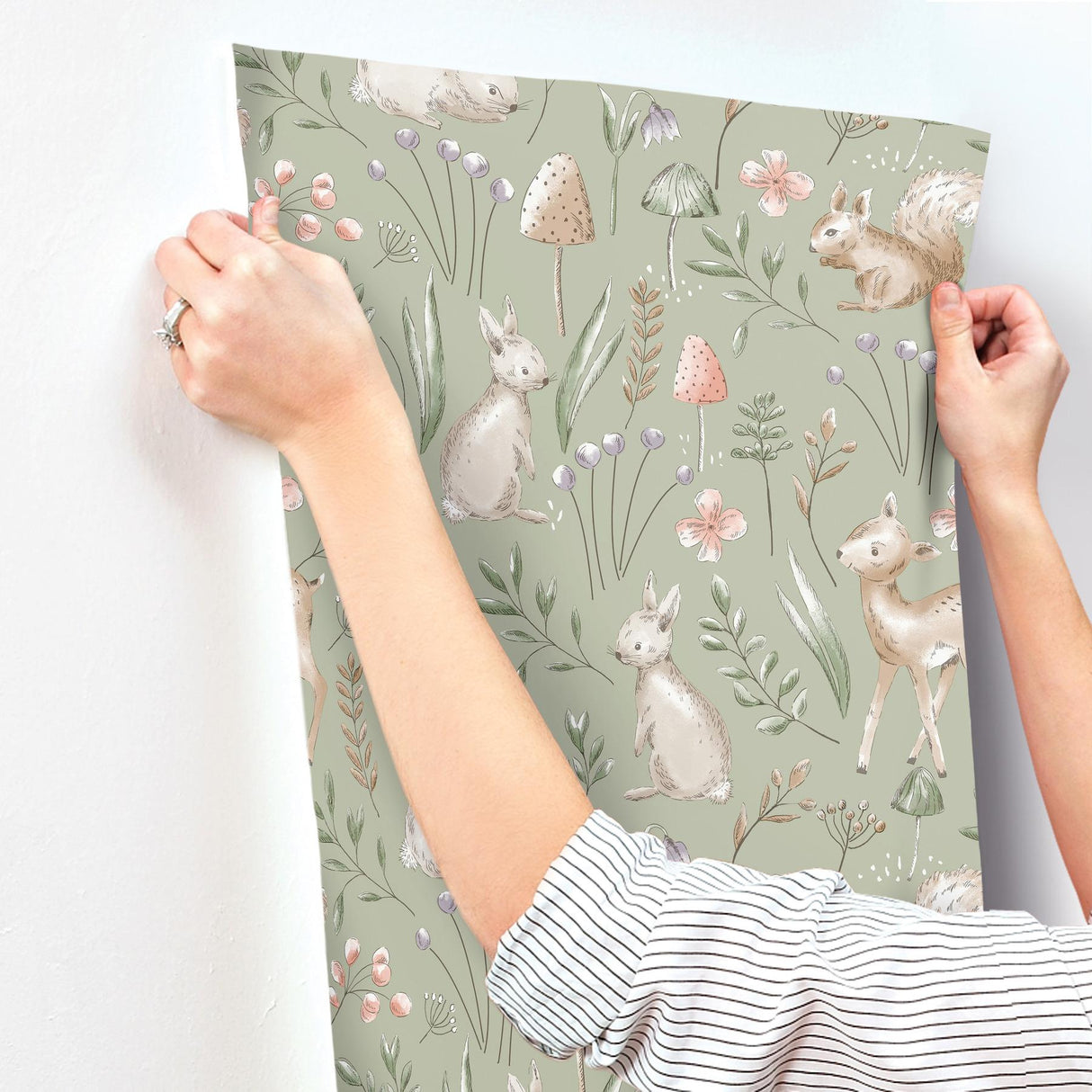 Advantage Forest Animals Sage Whimsical Wallpaper
