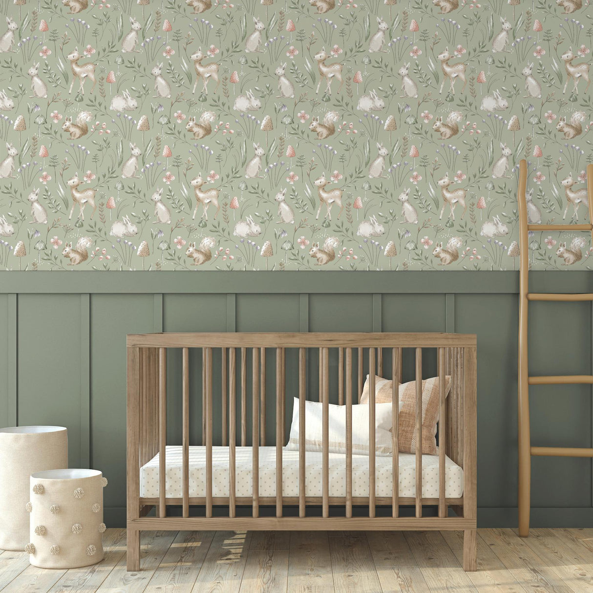 Advantage Forest Animals Sage Whimsical Wallpaper