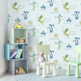 Advantage Magical Dragons Blue Fantastical Wallpaper