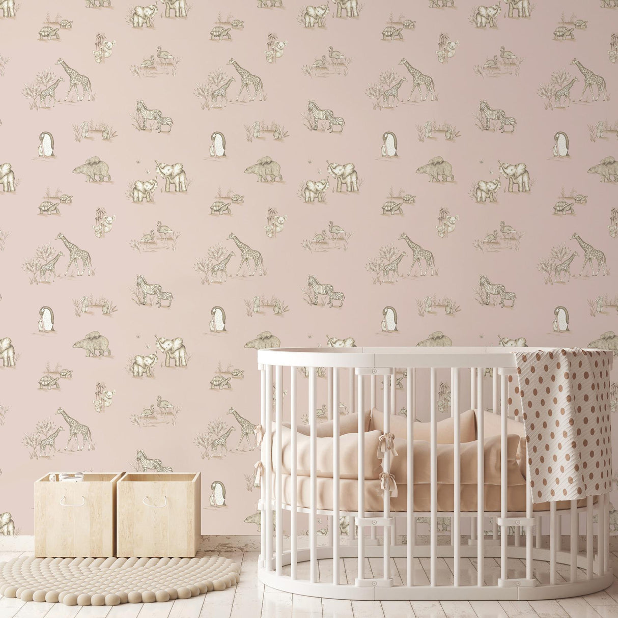Advantage Safari Babies Pink Animal Wallpaper