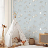 Advantage Safari Babies Blue Animal Wallpaper
