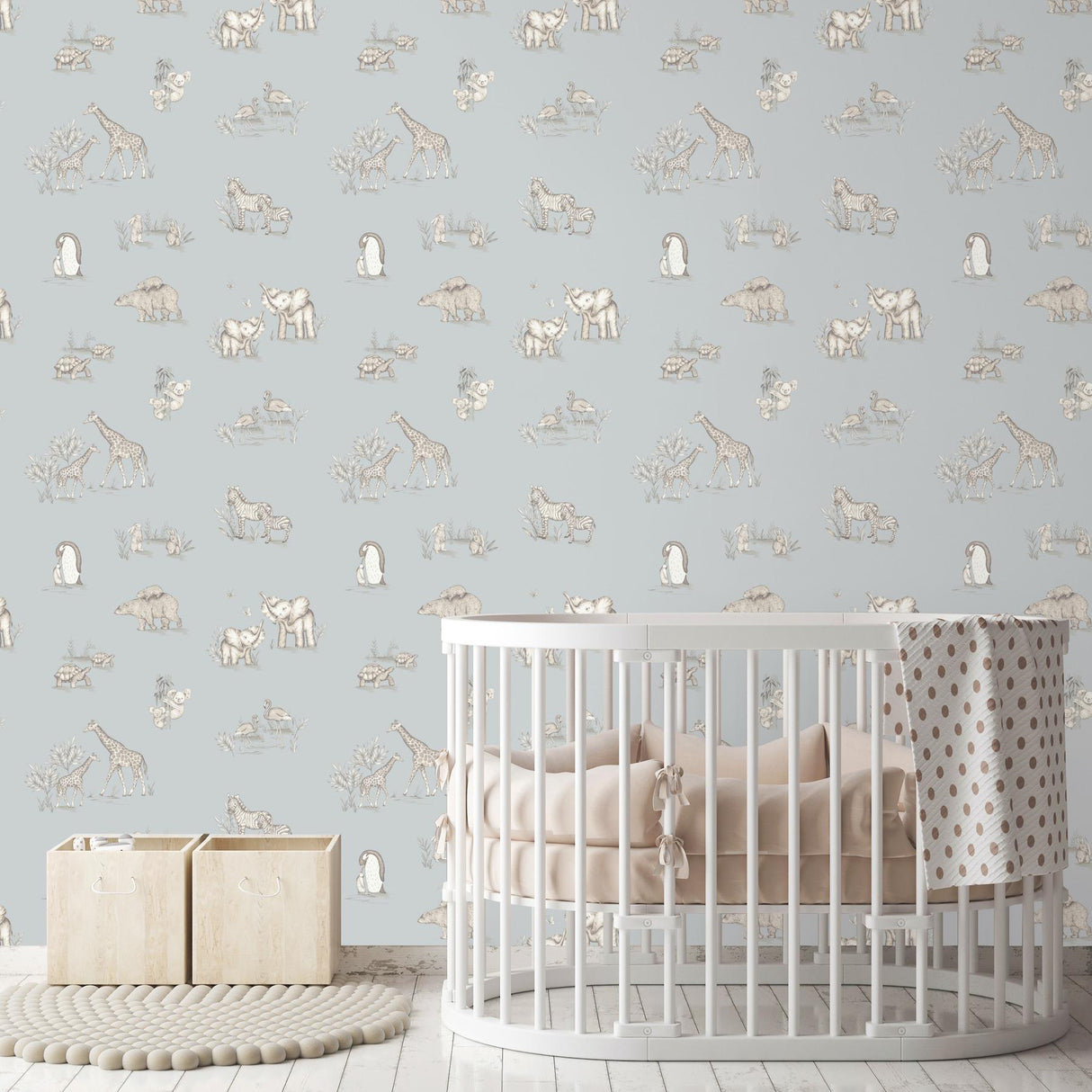 Advantage Safari Babies Blue Animal Wallpaper