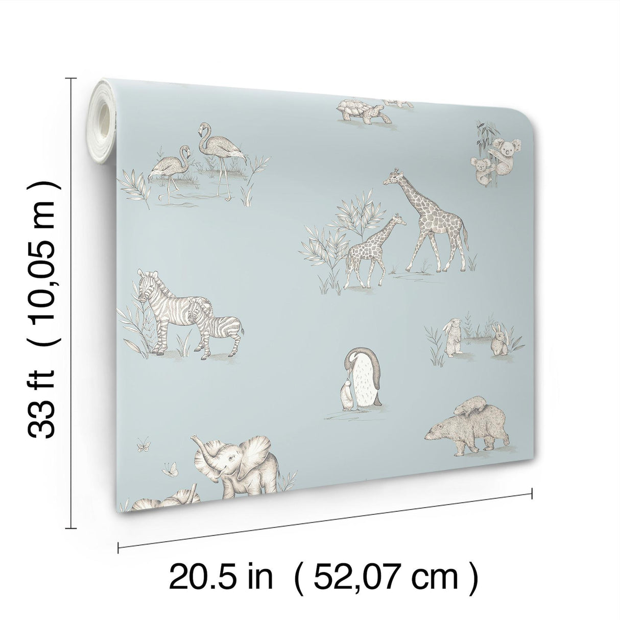 Advantage Safari Babies Blue Animal Wallpaper