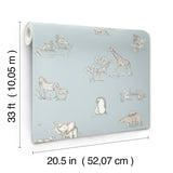 Advantage Safari Babies Blue Animal Wallpaper
