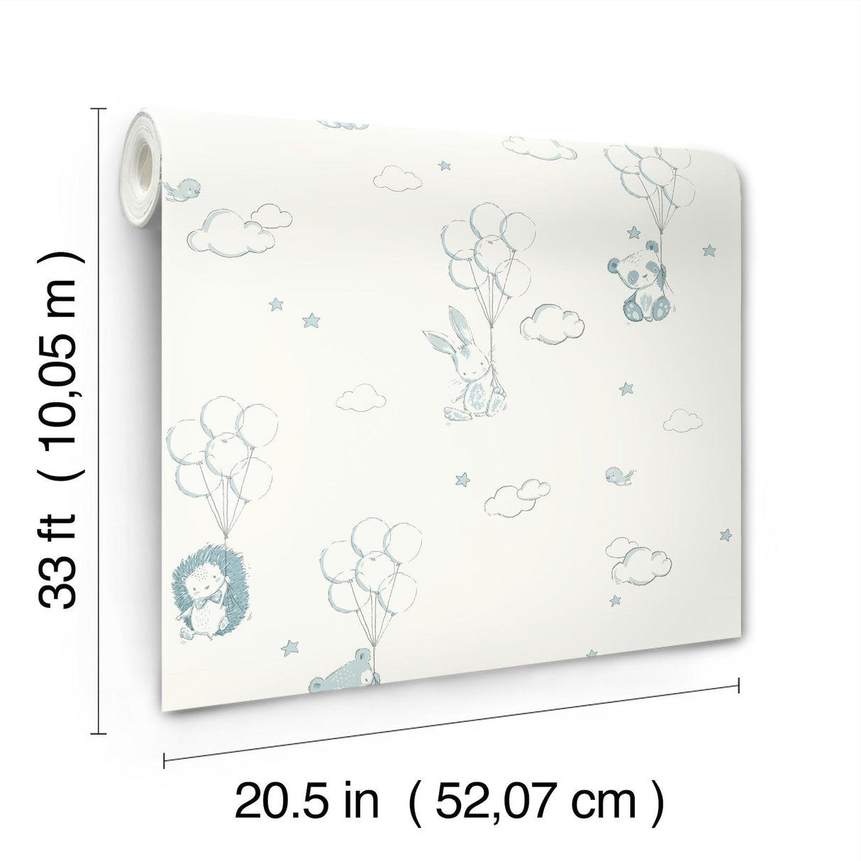 Advantage Floating Balloons Light Blue Animal Wallpaper
