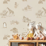 Advantage Safari Babies Beige Animal Wallpaper