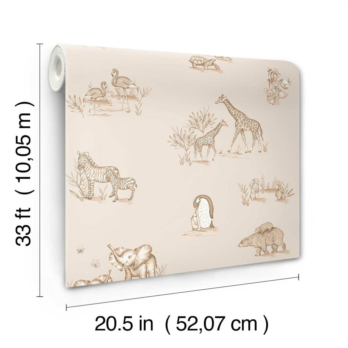 Advantage Safari Babies Beige Animal Wallpaper