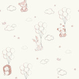 Advantage Floating Balloons Pink Animal Wallpaper