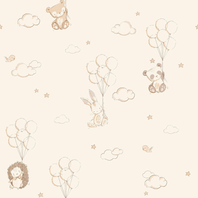 Advantage Floating Balloons Light Brown Animal Wallpaper