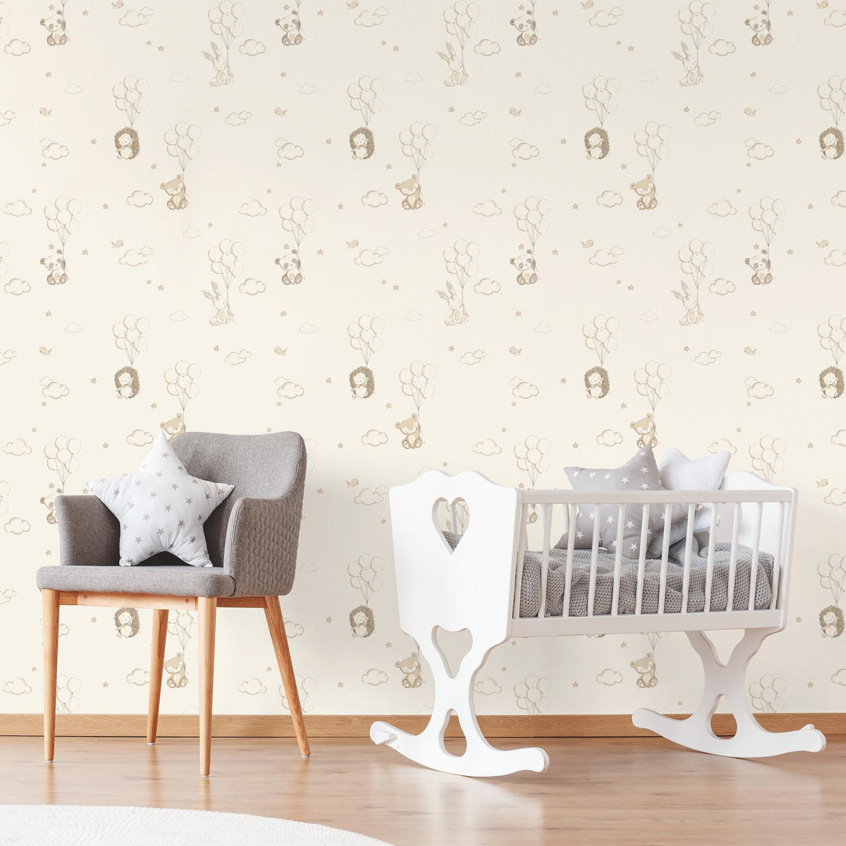 Advantage Floating Balloons Light Brown Animal Wallpaper
