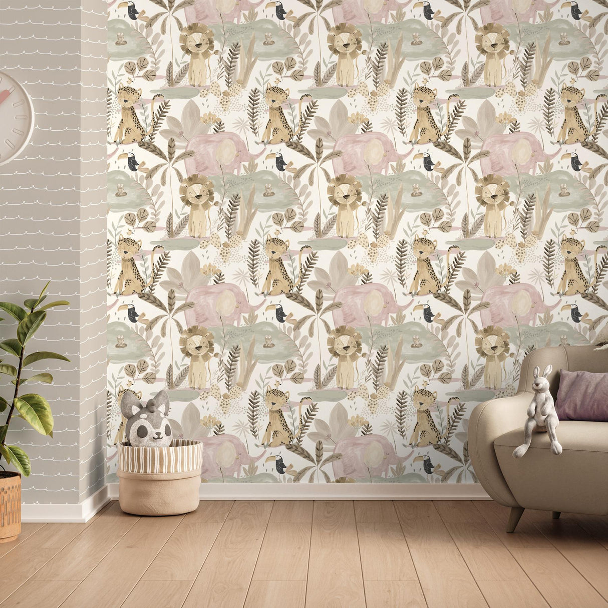 Advantage In The Jungle Pink Animal Friends Wallpaper
