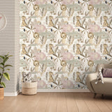 Advantage In The Jungle Pink Animal Friends Wallpaper