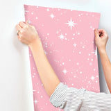 Advantage Twinkle Pink Starry Skies Wallpaper
