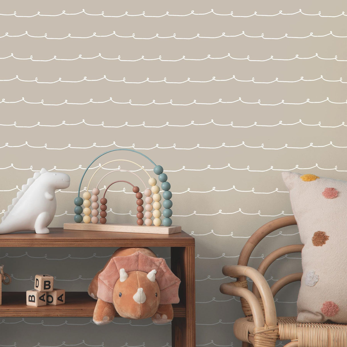 Advantage Wiggle Line Taupe Stripe Wallpaper