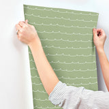 Advantage Wiggle Line Green Stripe Wallpaper
