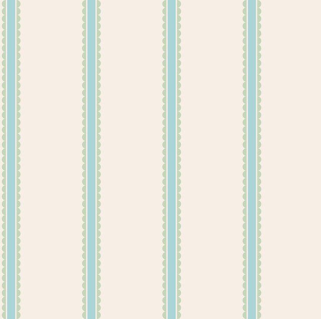 Advantage Bobbin Stripe Aqua Scalloped Wallpaper