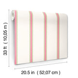 Advantage Bobbin Stripe Fuchsia Scalloped Wallpaper