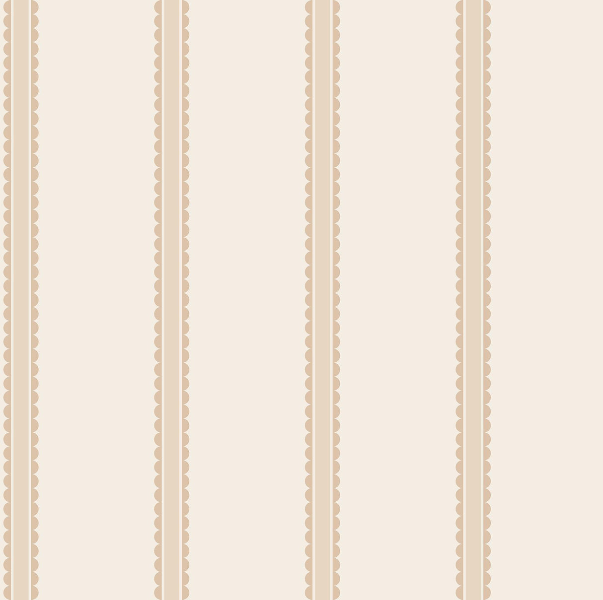 Advantage Bobbin Stripe Light Brown Scalloped Wallpaper