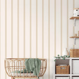 Advantage Bobbin Stripe Light Brown Scalloped Wallpaper