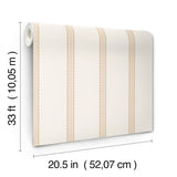 Advantage Bobbin Stripe Light Brown Scalloped Wallpaper
