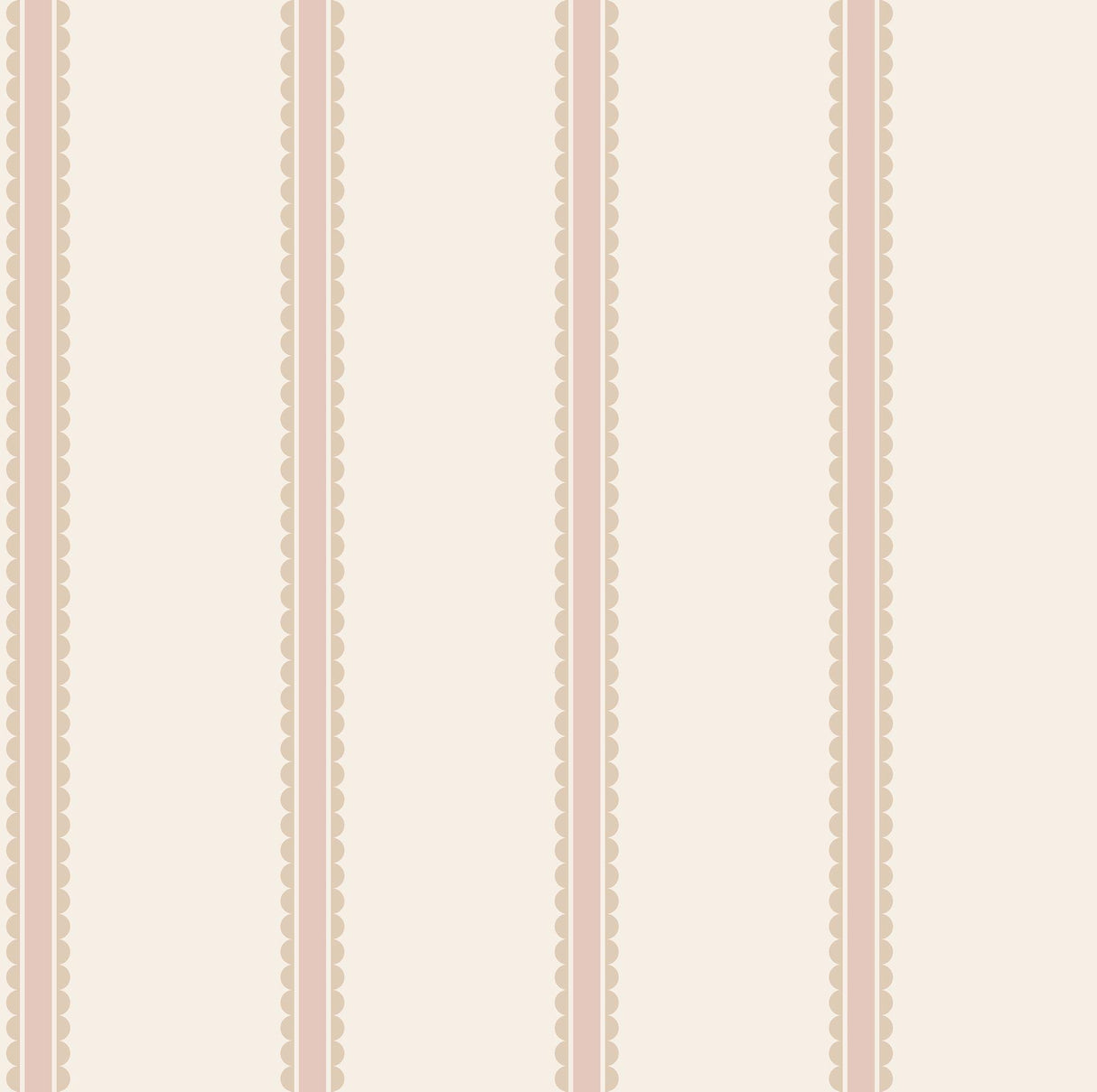 Advantage Bobbin Stripe Pink Scalloped Wallpaper