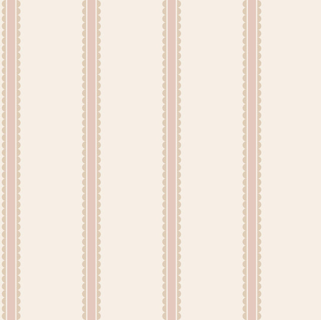 Advantage Bobbin Stripe Pink Scalloped Wallpaper