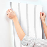 Advantage Bobbin Stripe Grey Scalloped Wallpaper