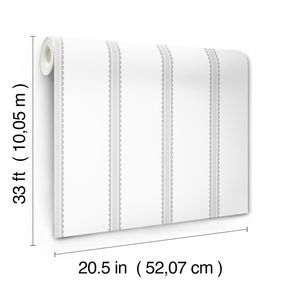 Advantage Bobbin Stripe Grey Scalloped Wallpaper