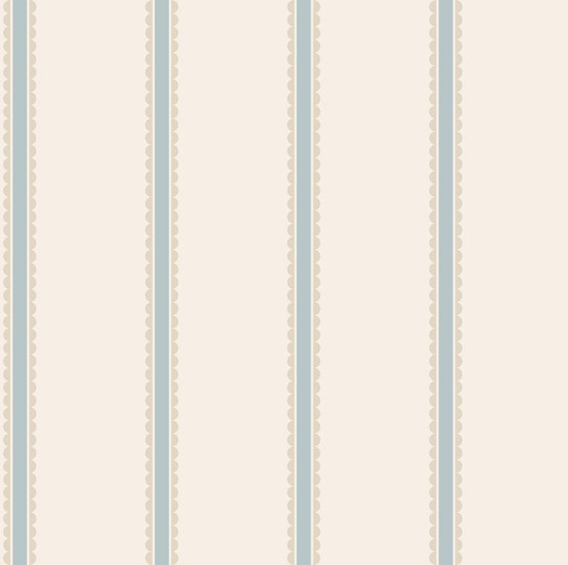 Advantage Bobbin Stripe Light Blue Scalloped Wallpaper