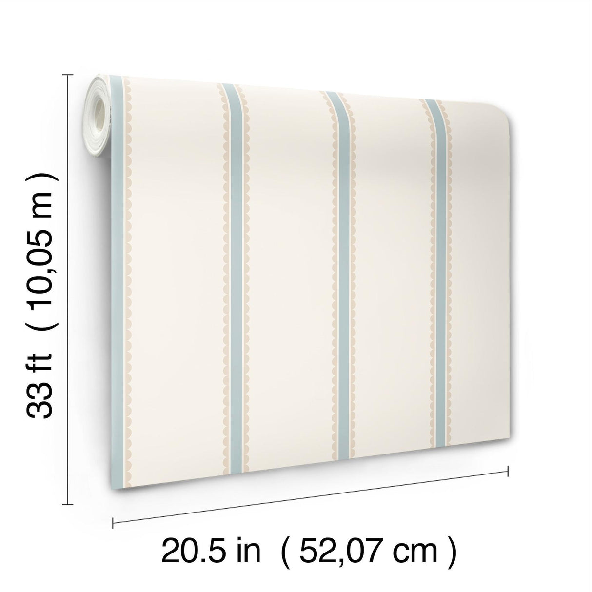 Advantage Bobbin Stripe Light Blue Scalloped Wallpaper