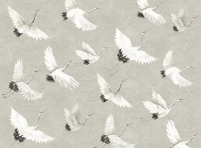 A-Street Prints Crane You Later Dove Grey Wall Mural