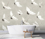 A-Street Prints Crane You Later Dove Grey Wall Mural