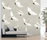 A-Street Prints Crane You Later Dove Grey Wall Mural