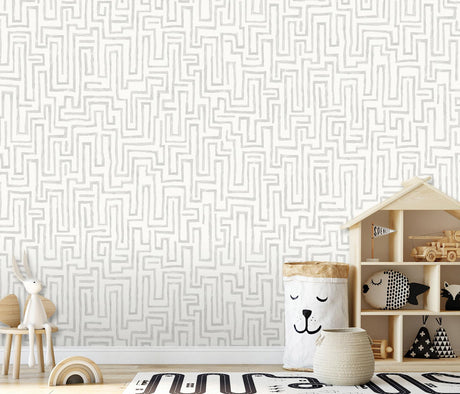A-Street Prints Maze Dove Grey Wall Mural
