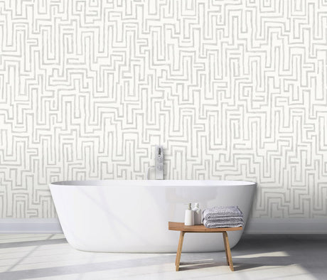 A-Street Prints Maze Dove Grey Wall Mural