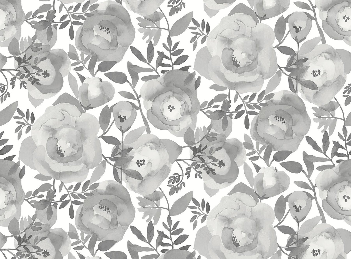 A-Street Prints Blooming Floral Dove Grey Wall Mural
