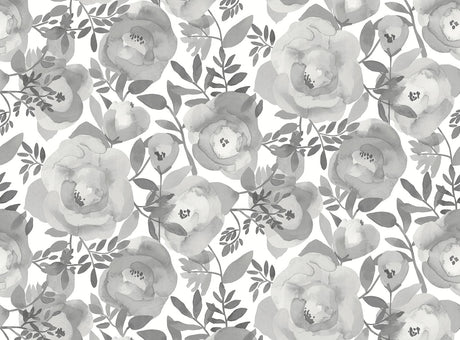 A-Street Prints Blooming Floral Dove Grey Wall Mural