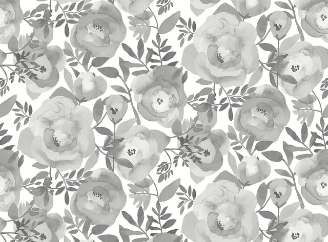 A-Street Prints Blooming Floral Dove Grey Wall Mural