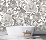 A-Street Prints Blooming Floral Dove Grey Wall Mural