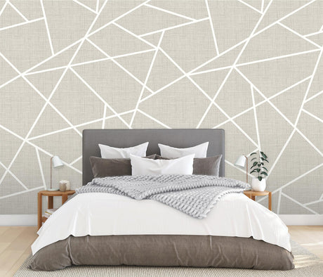 A-Street Prints Modern Lines White on Dove Grey Wall Mural