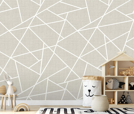 A-Street Prints Modern Lines White on Dove Grey Wall Mural