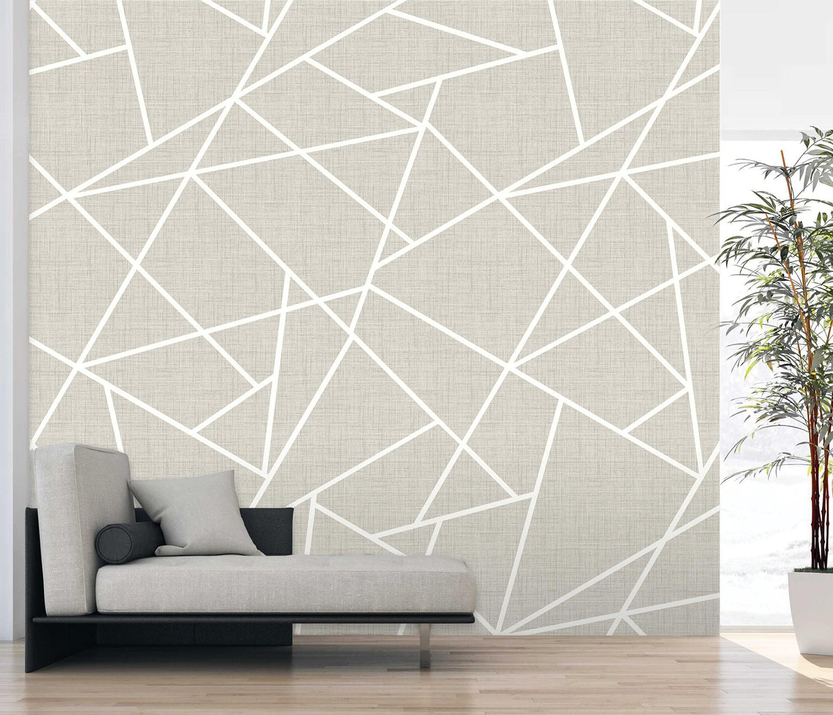 A-Street Prints Modern Lines White on Dove Grey Wall Mural
