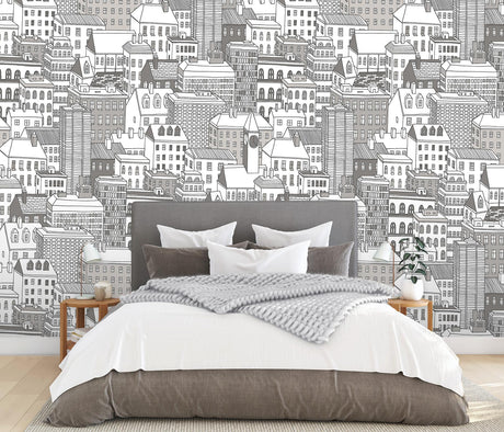 A-Street Prints City Views Dove Grey Wall Mural