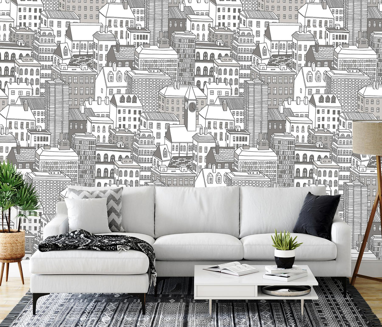 A-Street Prints City Views Dove Grey Wall Mural