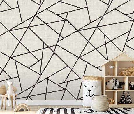 A-Street Prints Modern Lines Black on Dove Grey Wall Mural