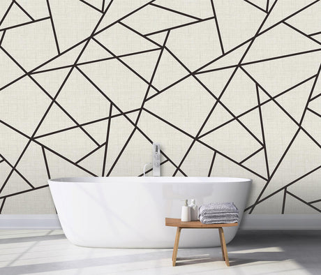 A-Street Prints Modern Lines Black on Dove Grey Wall Mural