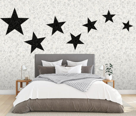 A-Street Prints Terrazzo Stars Black on Dove Grey Wall Mural