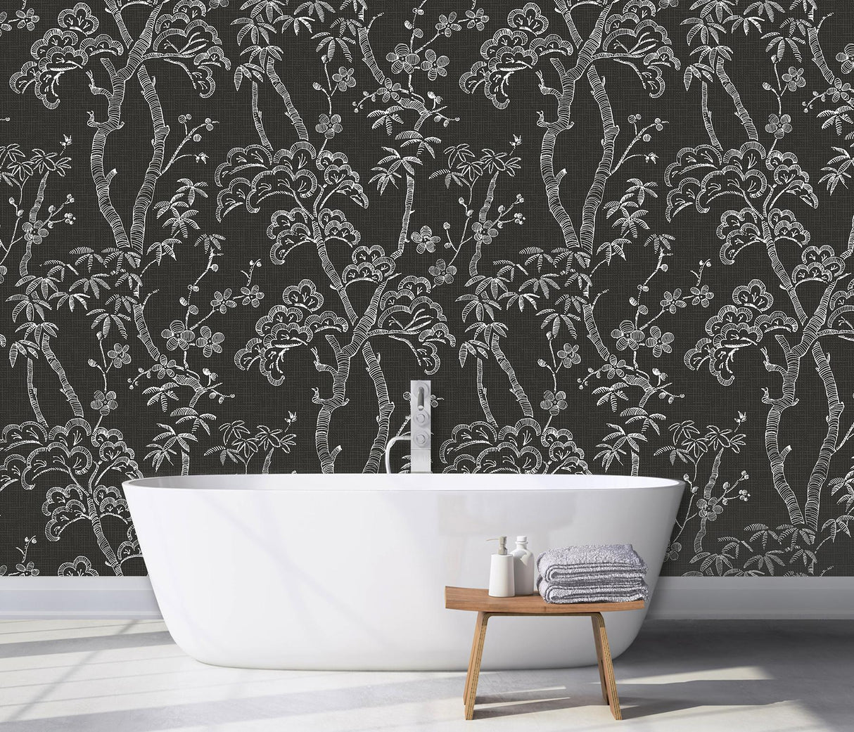 A-Street Prints Storybook Forest Charcoal Grey Wall Mural