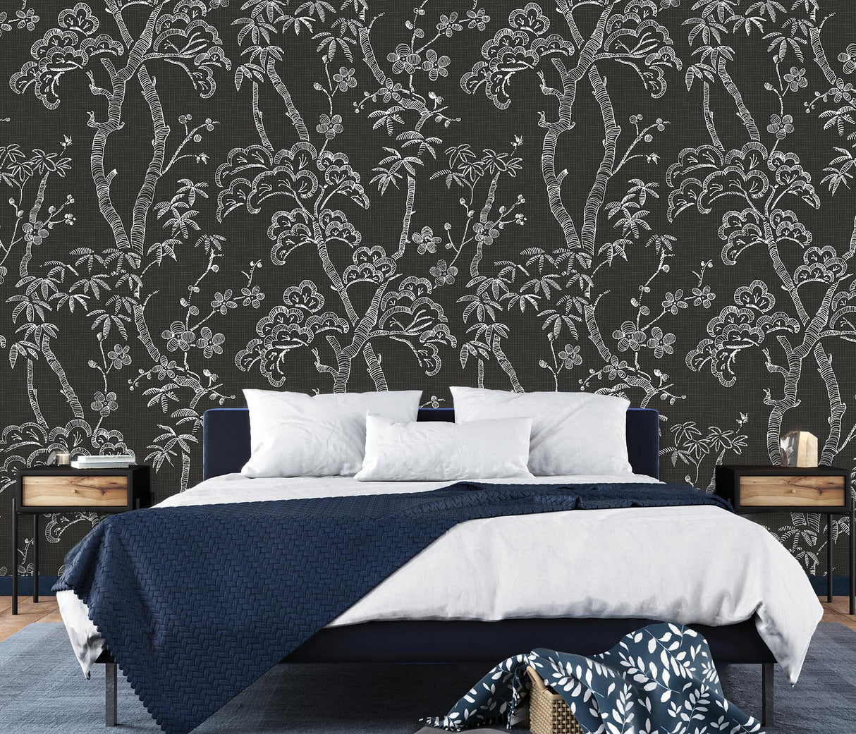 A-Street Prints Storybook Forest Charcoal Grey Wall Mural